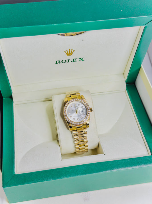 Rolex Royale Day - Date | Golden Diamond Bezel Female Edition