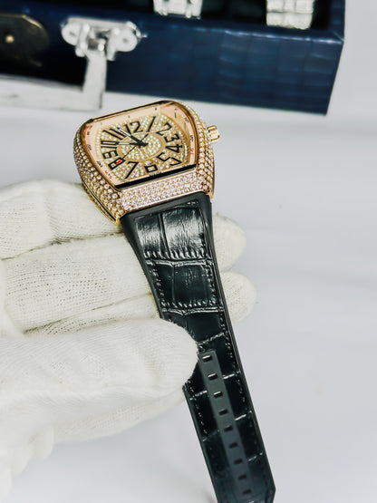 Franck Muller Premium - Black & Rose Gold Stone Edition