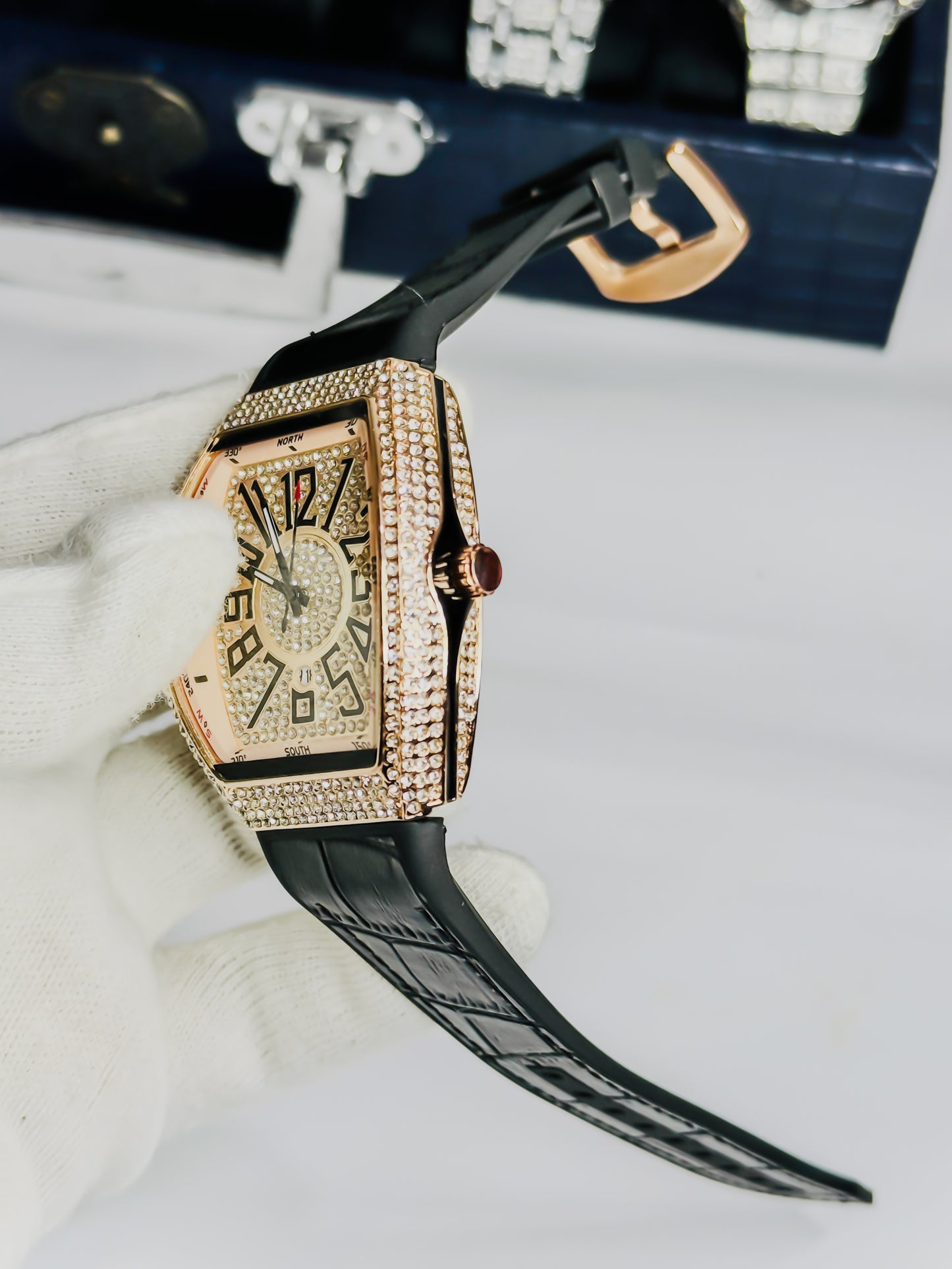 Franck Muller Premium - Black & Rose Gold Stone Edition