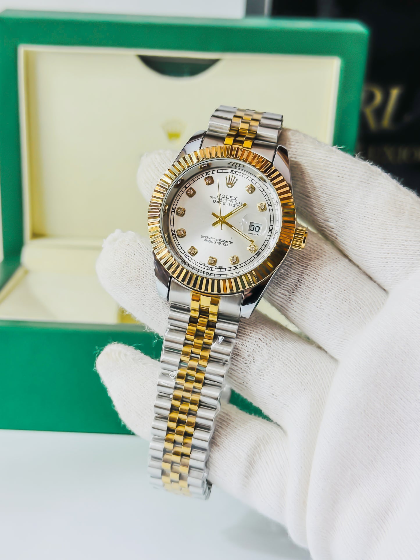 Royale Date Just - Two Tone White Dial