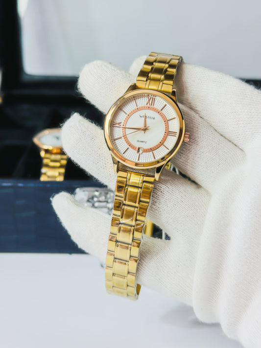 Westci-ll Elegant Gold Roman Dial Watch- Women Edition