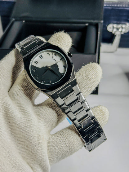 Stainless Steel Arabic Aura - Dual Black & White Dial