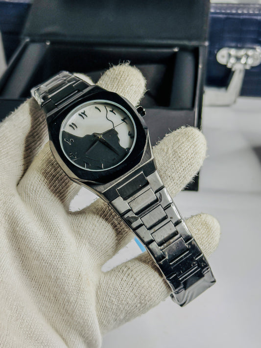 Stainless Steel Arabic Aura - Dual Black & White Dial