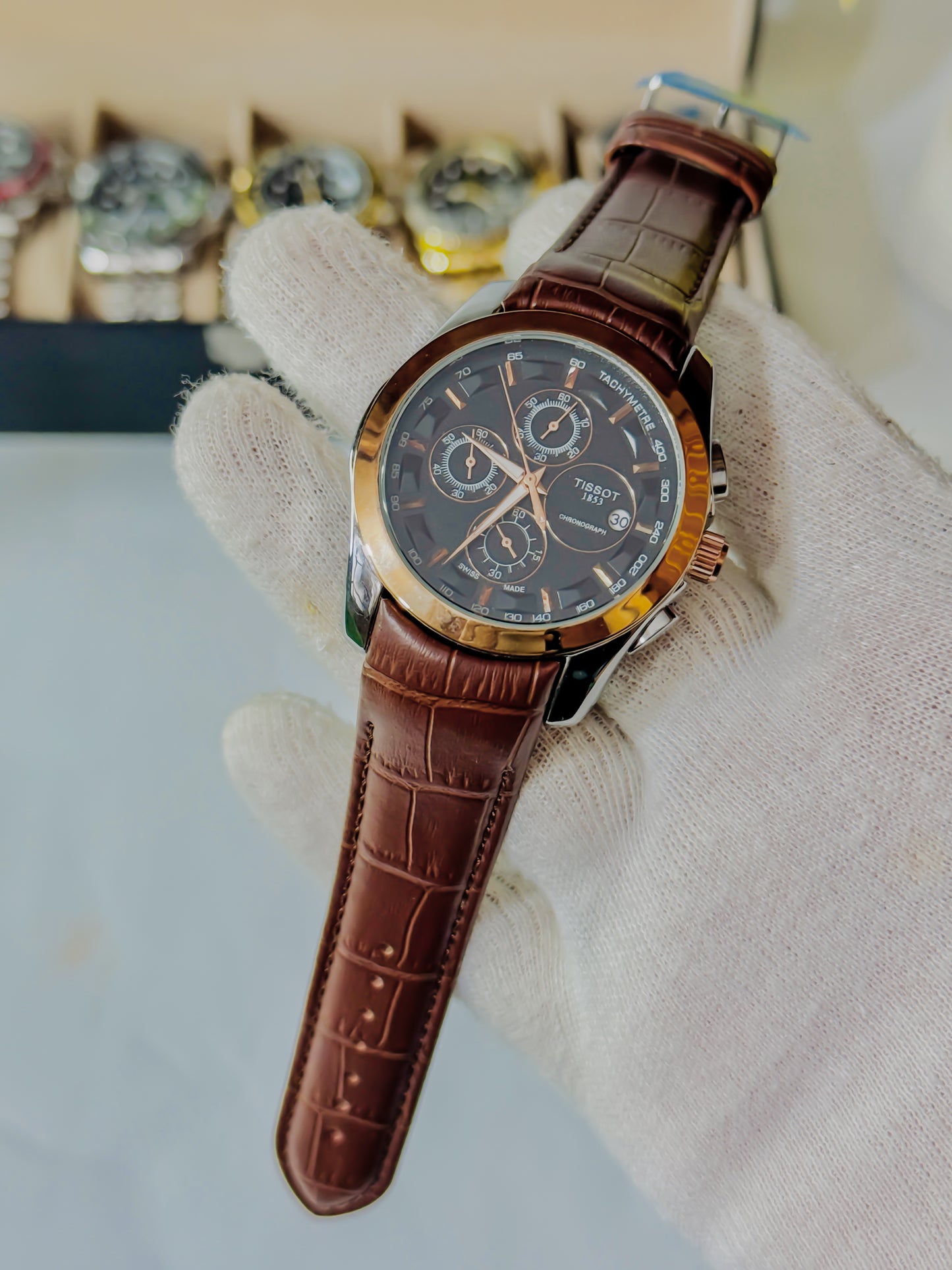 Tissot Chronograph Black Dial - Brown Leather Edition